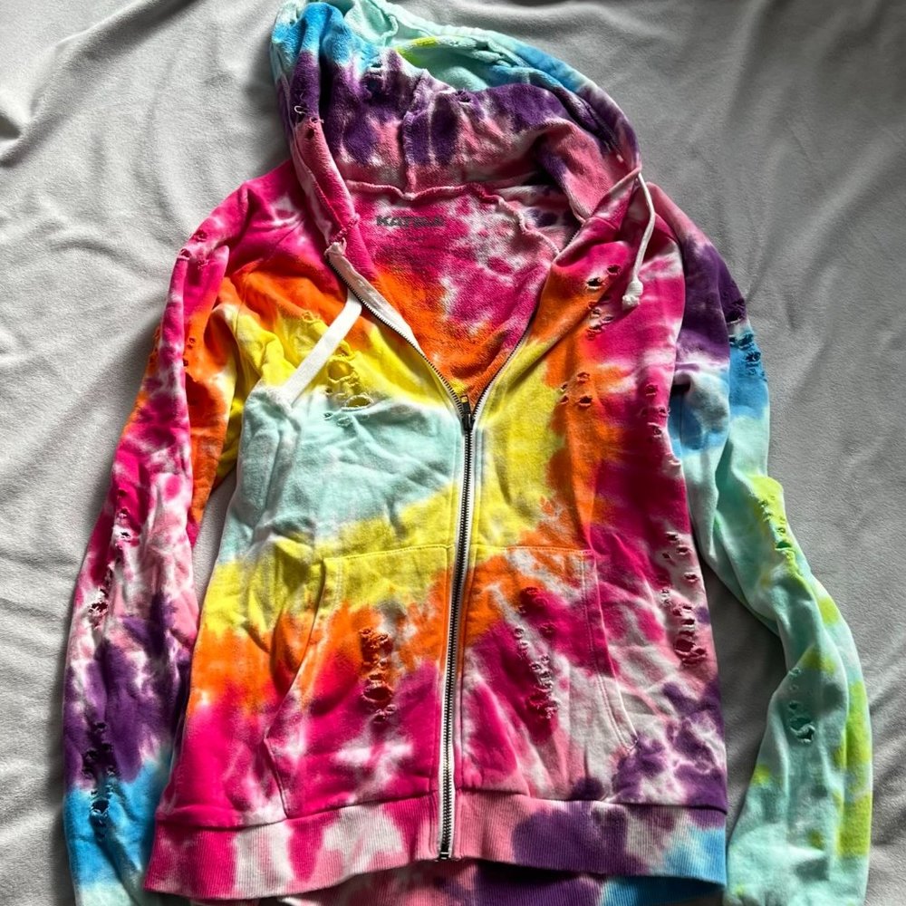 Katie J NYC girls (junior) tie dye distressed sweatshirt set size L